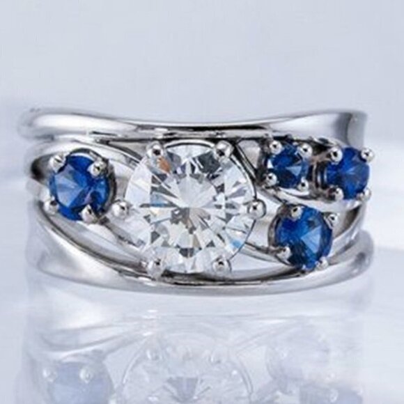 Fashion Wave Stackable Beautiful Zircon Trendy Rings for Women, PD347 - Picture 1 of 4